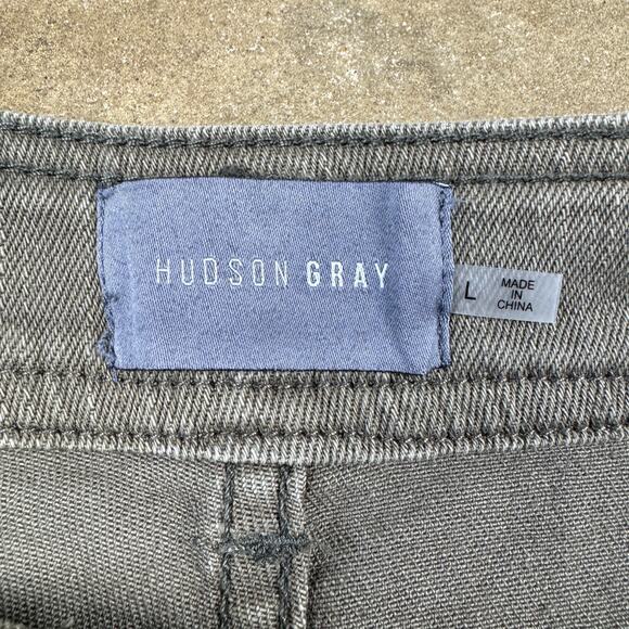 Women’s Wide Leg High Rise Pants Size Large Cropped Green Raw Hem - Picture 7 of 13